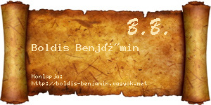 Boldis Benjámin névjegykártya